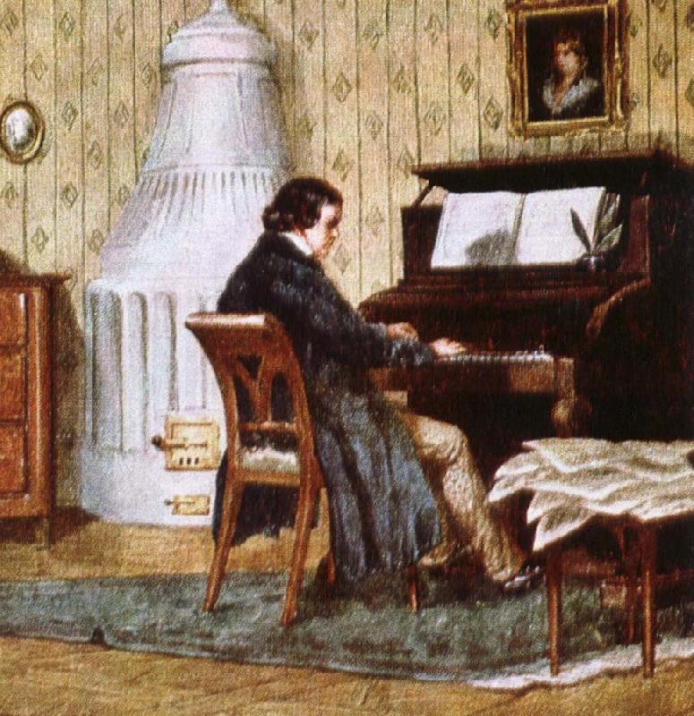johannes brahms schumann composing at his piano oil painting image